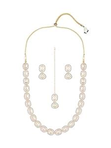 ZAVERI PEARLS Gold Tone Austrian Diamonds & Artificial Stones Choker ...