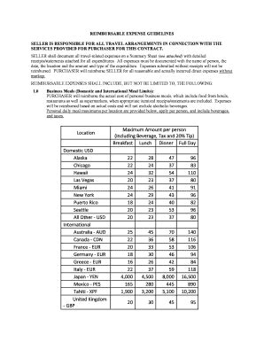 Fillable Online REIMBURSABLE EXPENSE GUIDELINES Fax Email Print - pdfFiller