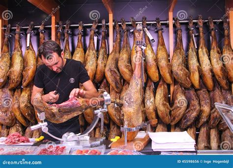 Butcher Filets Spanish Ham Iberico, Valencia, Spain Editorial Photo ...