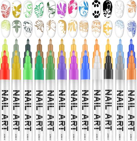 Amazon.com: 24 Pcs Nail Art Pens 3D Nail Polish Pens - Nail Art Pens ...