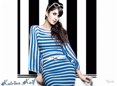 Katrina Kaif Blue & White Dress With Black & White Background