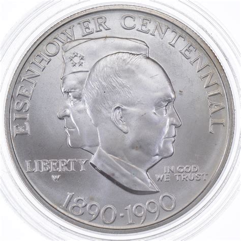 SILVER Uncirculated 1990-W Eisenhower Centennial - Commemorative US ...