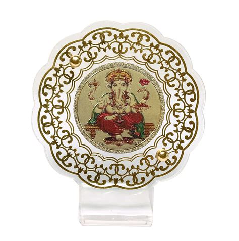 Buy Eternity Gold Plated Ganesh Ji Acrylic Showpiece for Cars, mandir ...