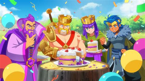 archer queen, barbarian king, royal champion, and grand warden (clash of clans) | Danbooru