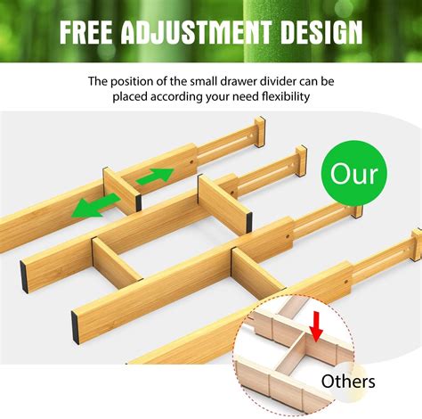 Buy ANTOWIN Bamboo Drawer Dividers, Drawer Separators Splitter,17-22 ...