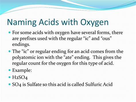 Naming Acids H2so4