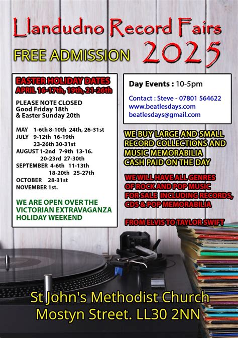 THE NORTH WALES LLANDUDNO RECORD AND CD FAIR, Llandudno, 16 April to 26 ...