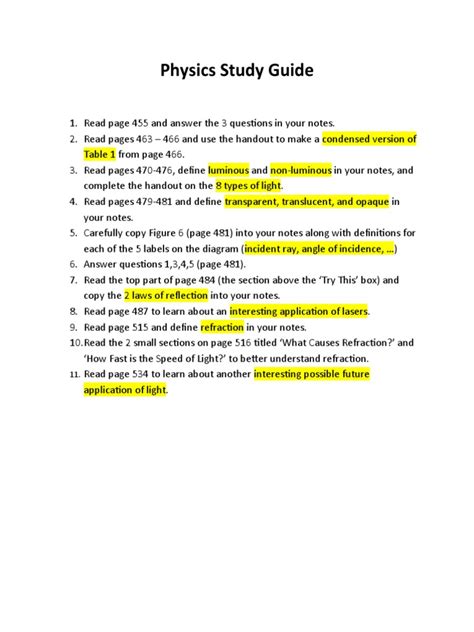 Image result for Physics Study Guide PDF