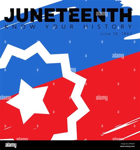 Juneteenth greeting card template. Textured Red And Blue Flag With star ...