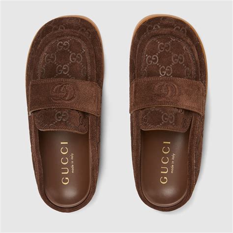 Mules à motif Double G pour femme en daim GG marron | GUCCI® Canada