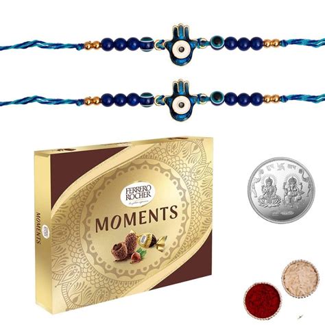 CraftVatika Ferrero Rakhi Combo Chocolate Gift Hamper | Set of 2 Rakhi ...