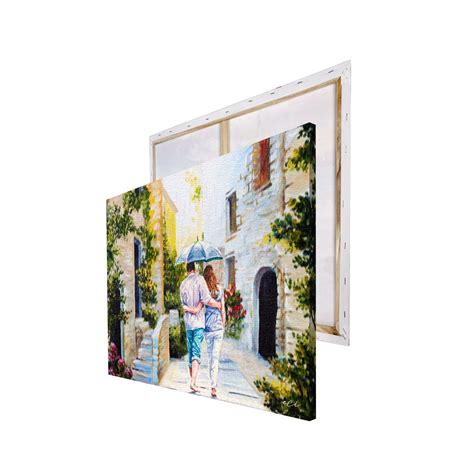 Romantic Couple on a Rainy Day Original Design Canvas Printed Wall ...