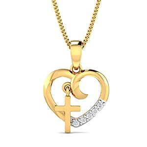 KuberBox 18KT Yellow Gold Christian Love Pendant for Women : Amazon.in ...