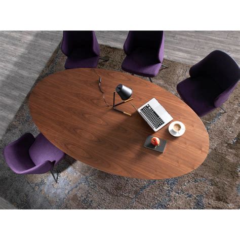 BIM objects - Free download! Oval walnut wood dining table | BIMobject