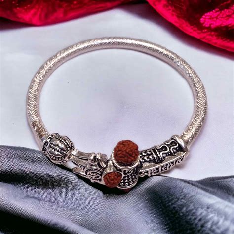 Oxidised Silver Rudraksha Kada For Men – Jauhari Jewellers