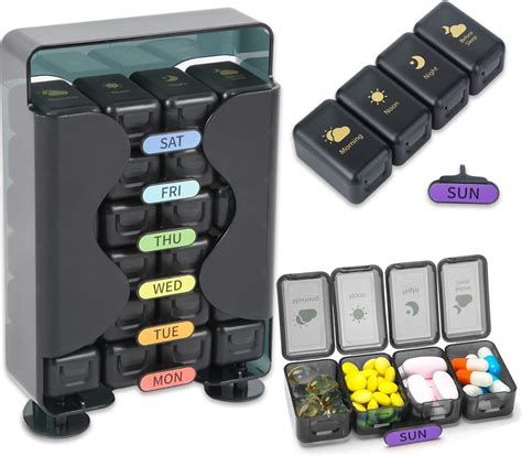 Amazon.com: KOVIUU Weekly Pill Organizer 3X a Day, Detachable Pill Box ...