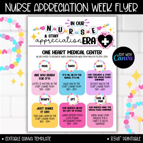 Nurses Staff Appreciation Week Schedule Itinerary Pop Star Theme Flyer ...