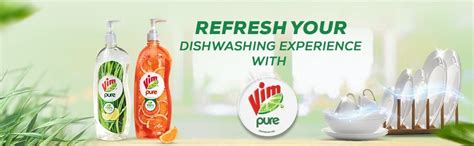 Vim Pure Dishwash Liquid Gel with Lemongrass Freshness, Removes tough ...