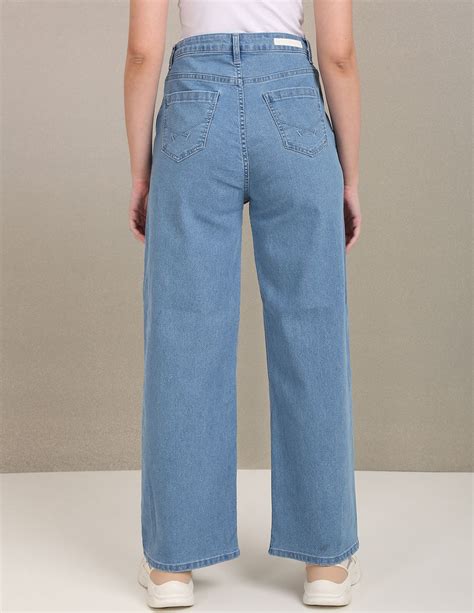 Light Blue High Rise Pleated Wide Leg Jeans – U.S. Polo Assn. India