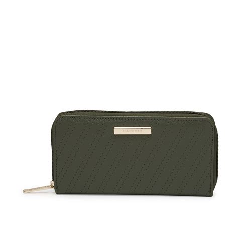 Buy Caprese Women's Faux Leather Solid Pattern Mareeya Wallet (Olive ...