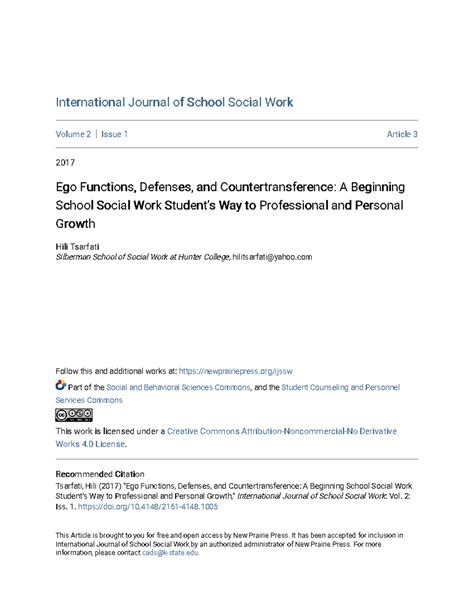 Ego Functions, Defenses, and Countertransference in School Social Work ...