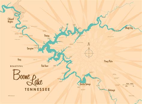 Boone Lake, TN Lake Map - Murals Your Way