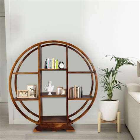 Buy Roven Round Bookshelf In Sheesham Wood - GetMyCouch