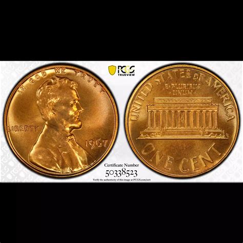 1967 Lincoln Memorial Cent PCGS SP-67 RD SMS - Old Pueblo Coin