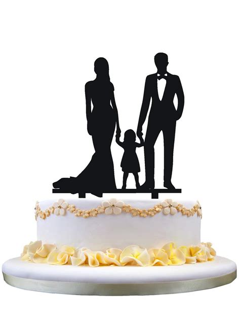 Family cake topper,bride and Groom with their little girl(daughter ...
