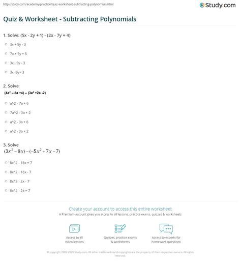 Image result for Subtracting Polynomials Worksheet