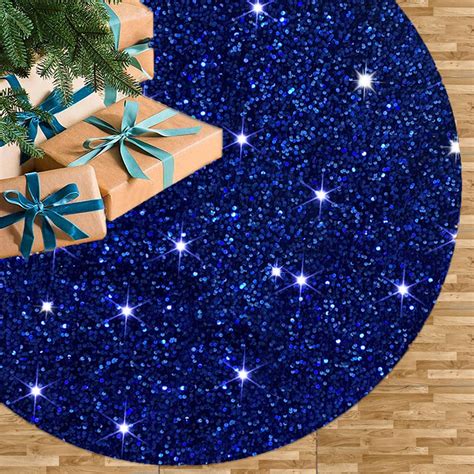 Amazon.com: Royal Blue Christmas Tree Skirt 21 Inches Velvet ...