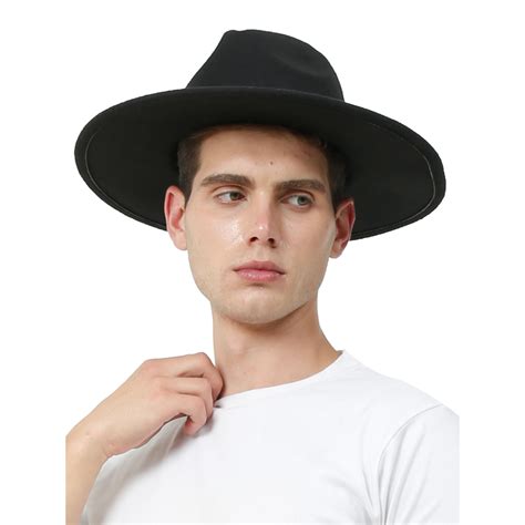 FabSeasons Vintage Wide Brim Black Fedora Hat with Belt for men ...