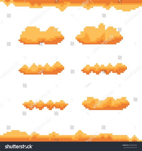 Vector Pixel Art Orange Clouds Isolated: เวกเตอร์สต็อก (ปลอดค่า ...