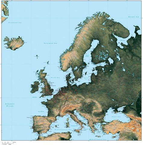 Digital Europe Terrain map in Adobe Illustrator vector format EUROPE-165068