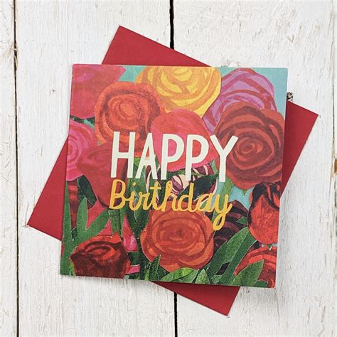 Birthday Roses Square Greetings Card | Driftwood Designs