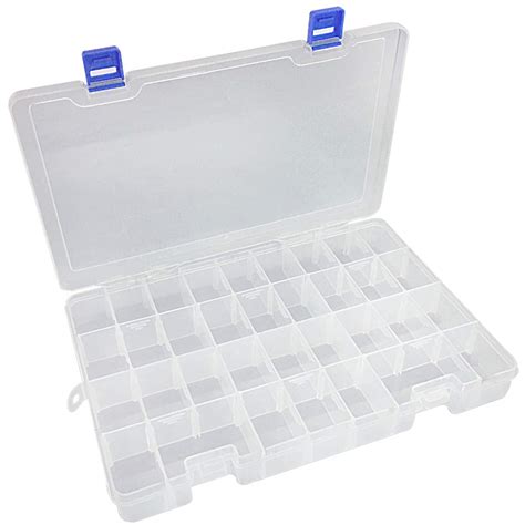 Qualsen Plastic Compartment Box with Adjustable Dividers Craft Tackle ...
