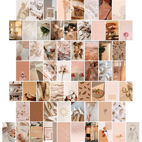 Buy 60 Pieces Beige Aesthetic Picture s for Wall Collage Boho Wall ...