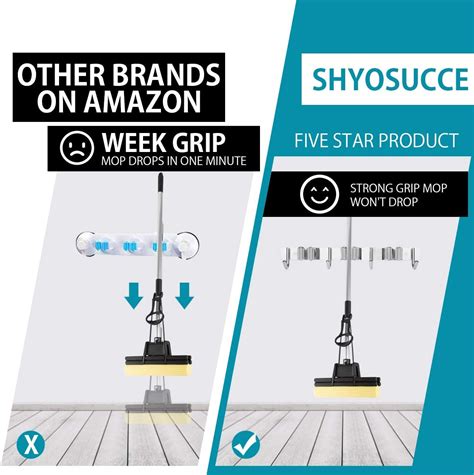 Buy SHYOSUCCE Broom Mop Holder, Stainless Steel Broom Storage with 3 ...