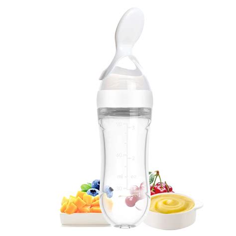 Buy Aoffer Silicone Baby Squeeze Food Dispensing Spoon Puree Feeder ...