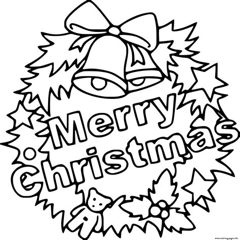 Merry Christmas Wreath Coloring page Printable