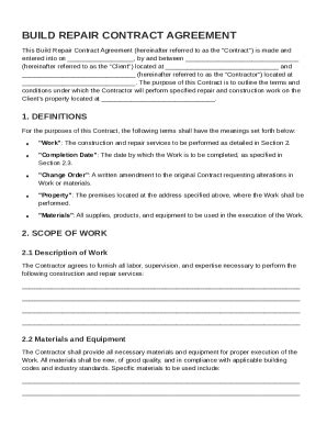 Build Repair Contract Template Form - Fill Online, Printable, Fillable ...