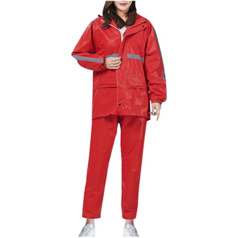 Oplxuo Hi-Vis Rain Suit for Women Reflective Waterproof Hoodie Jacket ...