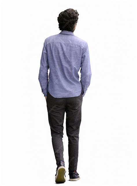 Young man in full growth isolated on white background view from the ...