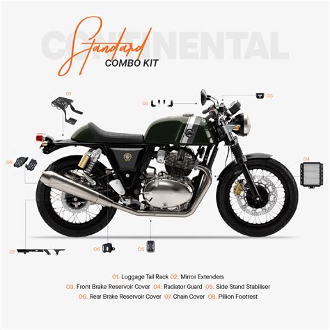The Standard Combo Kit of 8 Accessories for RE Continental GT 650