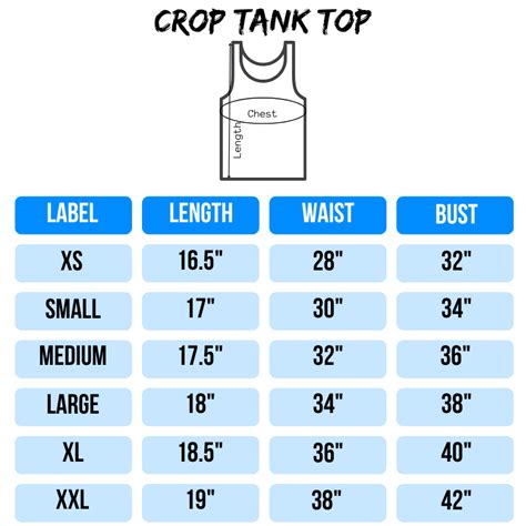 Crop Tank Top Size Chart – T Bhai