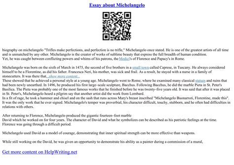 Michelangelo David Essay | PDF