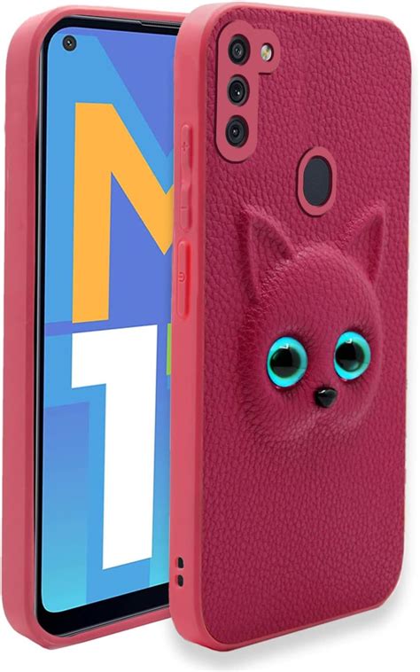 Pikkme Samsung Galaaxy M11 Back Cover for Girls | Cute Cat Leather ...