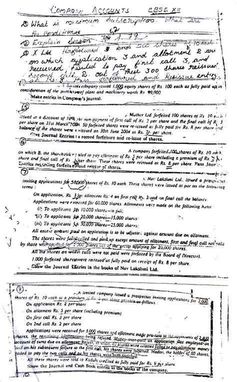 COMPANY ACCOUNTS CBSE XII: Journal Entries for Forfeiture & Reissue of ...