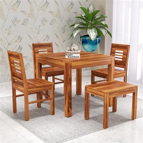 Eagle Furniture Solid Sheesham Wood Dining Table 4 Seater | Four Seater ...