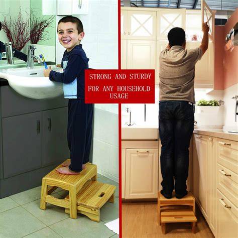 Buy URFORESTIC Handcrafted 100% Solid Wood Bed Step Stool-Foot Stool ...